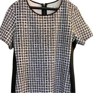 REED Black & White Geometric Print Short Sleeve Casual Dress‎